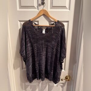 Democracy Charcoal Crochet-Accent Tunic Top